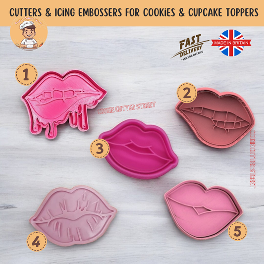 Lips Shape Cutters & Icing Embossers For Cookies & Cupcake Toppers