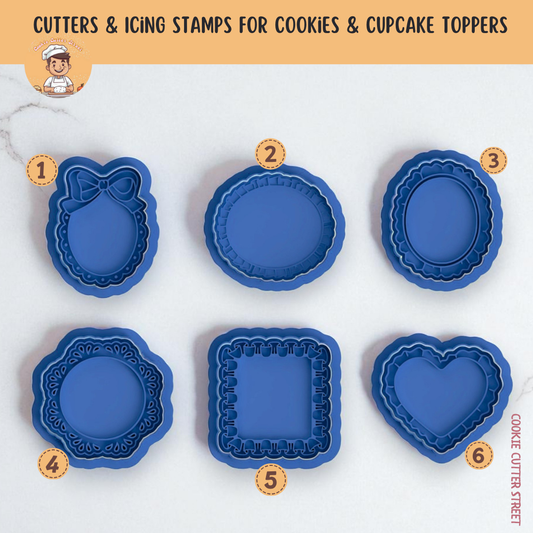 Pretty Frilly Frames Plaque Cutters For Cookies & Cupcake Toppers