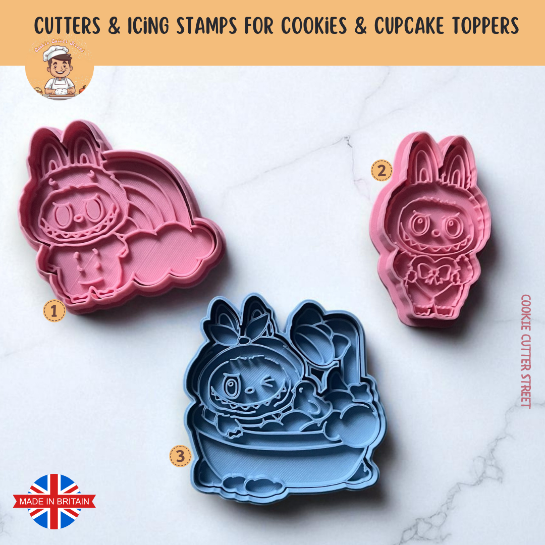 Labubu inspired cookie cutter icing stamps