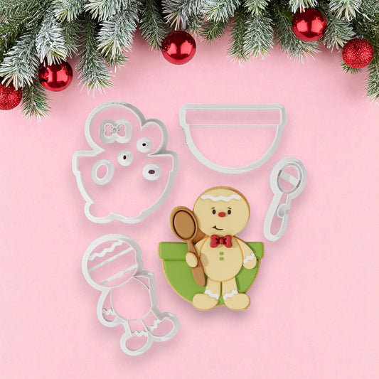 Cute Gingerbread Baker Multi-Piece Icing Cutter For Cookies & Cupcake Toppers