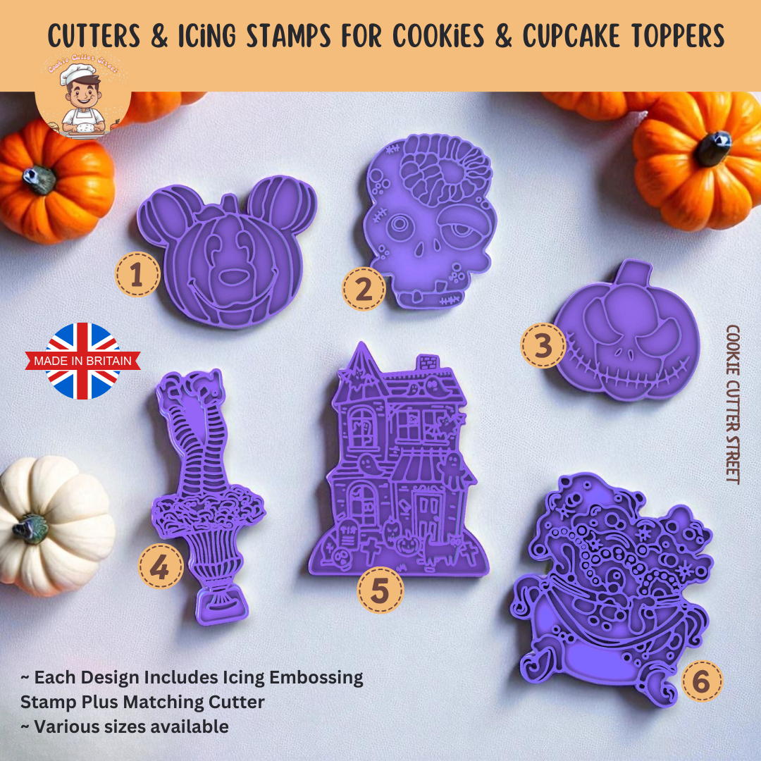 Spooky Funhouse Halloween Cutters & Icing Stamps For Cookies & Cupcake Toppers