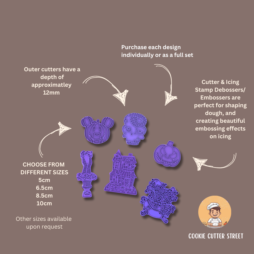 Spooky Funhouse Halloween Cutters & Icing Stamps For Cookies & Cupcake Toppers