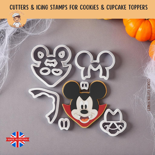 Halloween Dracula Mickey Multi-Piece Icing Cutter For Cookies & Cupcake Toppers