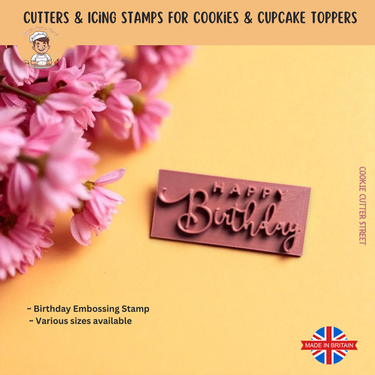 Happy Birthday Icing Embossing Stamp For Cookies & Cupcake Topper