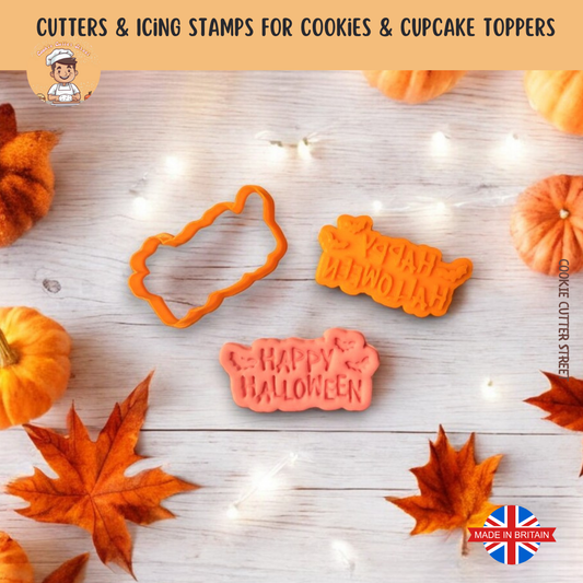 Happy Halloween Cutters & Icing Stamps For Cookies & Cupcake Toppers