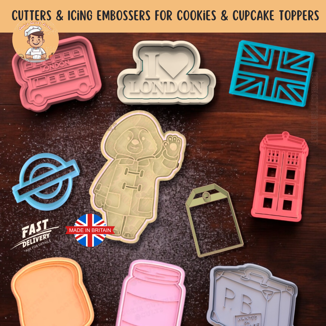 PB Marmalade Bear Cutters & Icing Embossers For Cookies & Cupcake Toppers