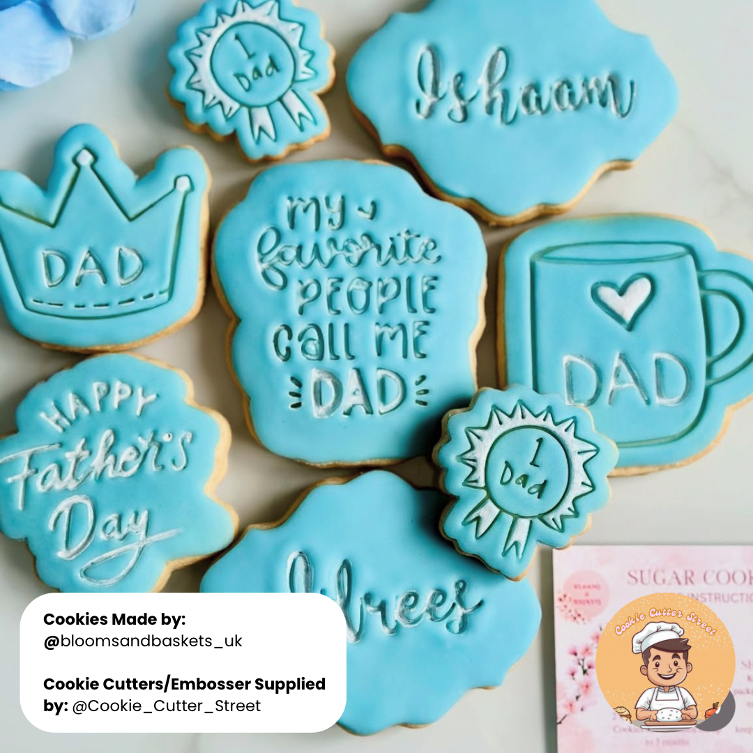 No 1 Dad Birthday / Fathers Day Set of Cutters & Icing Embossers For Cookies & Cupcake Toppers
