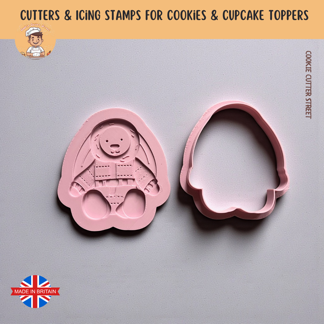 Jellycat Winter Snowsuit Bunny Cutters & Icing Embossers For Cookies & Cupcake Toppers