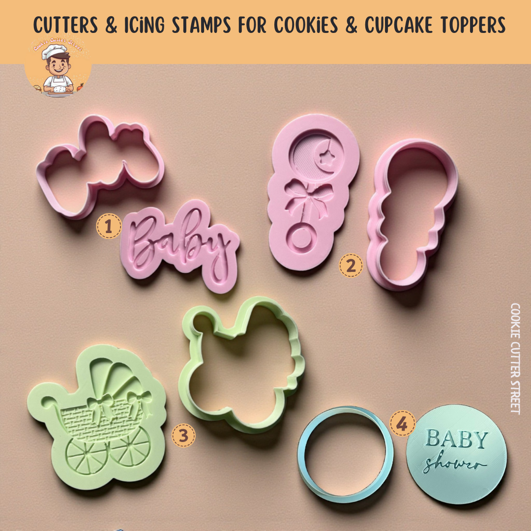 Little Moon Baby Shower Multi-Level Icing Stamps and Cutters For Cookies & Cupcake Toppers