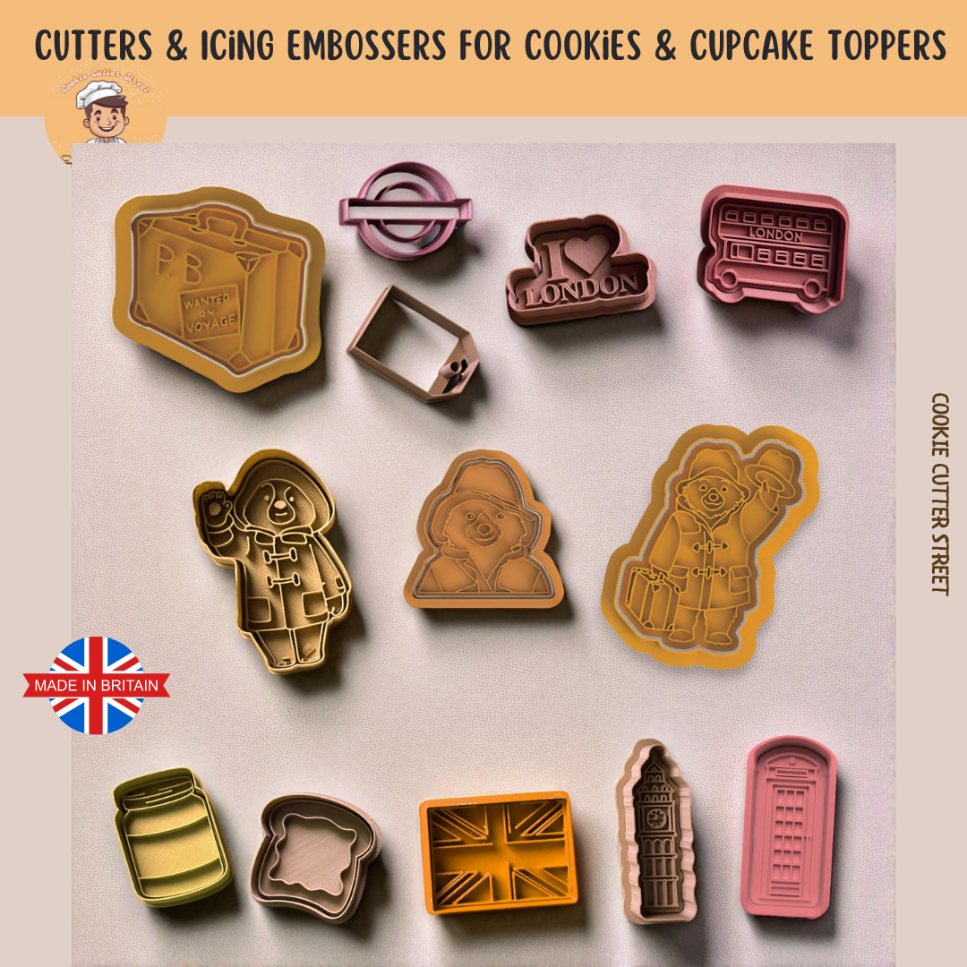 PB Marmalade Bear Cutters & Icing Embossers For Cookies & Cupcake Toppers