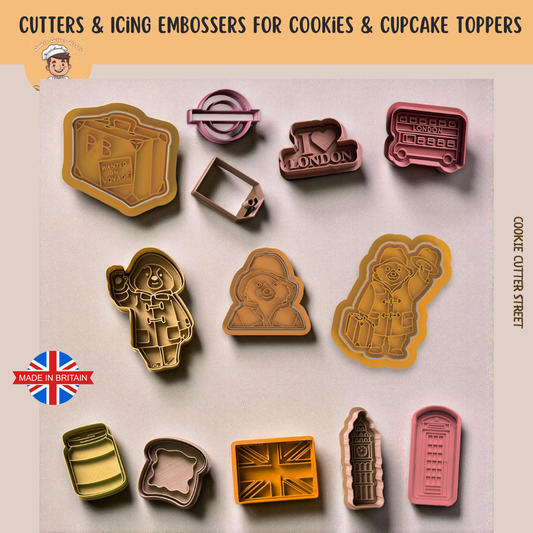 PB Marmalade Bear Cutters & Icing Embossers For Cookies & Cupcake Toppers