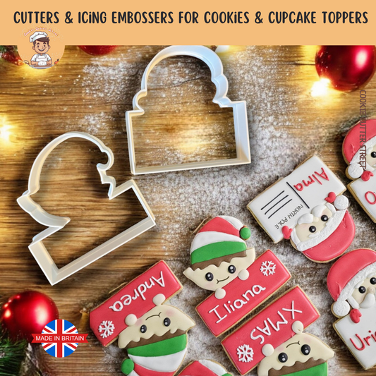 Christmas Elf & Santa Add a Name or Message Cutter & Icing Embosser For Cookies & Cupcake Toppers