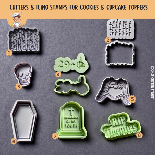 In Memory of My Youth Birthday Milestone Turning 30 Cutters & Icing Embossers For Cookies & Cupcake Toppers