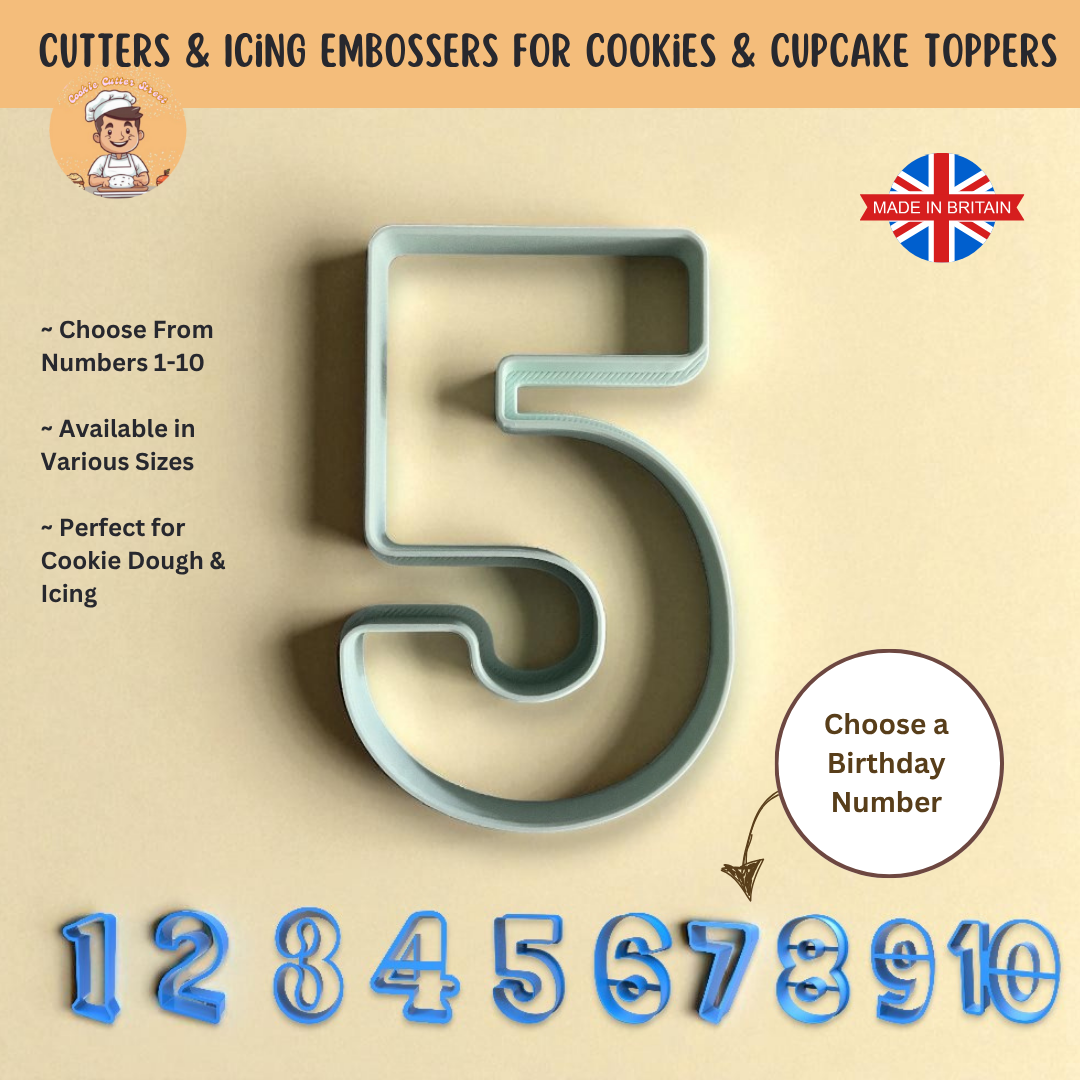 Rounded Birthday Age Number Shaped Cutter For Cookies & Cupcake Toppers