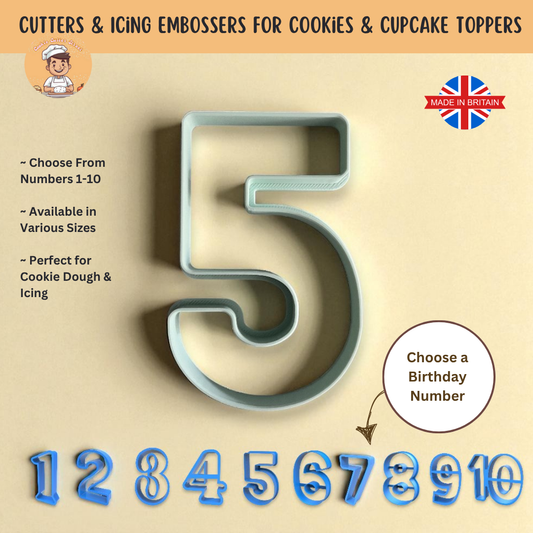 Rounded Birthday Age Number Shaped Cutter For Cookies & Cupcake Toppers