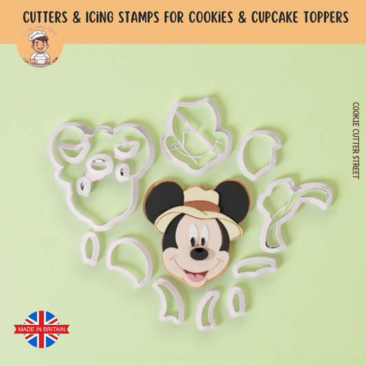 Safari Mickey Mouse Inspired Multi-Piece Cutter & Icing Embosser For Cookies & Cupcake Toppers