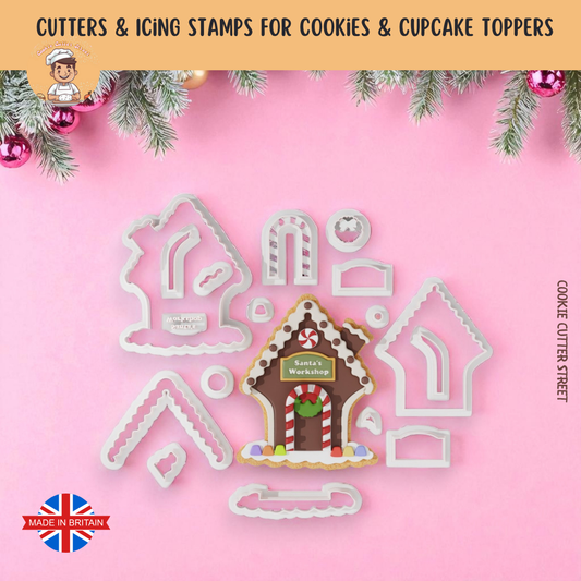 Christmas Santa Workshop Cup Multi-Piece Icing Cutter For Cookies & Cupcake Toppers