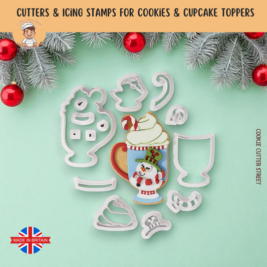 Christmas Snowman Cup Multi-Piece Icing Cutter For Cookies & Cupcake Toppers
