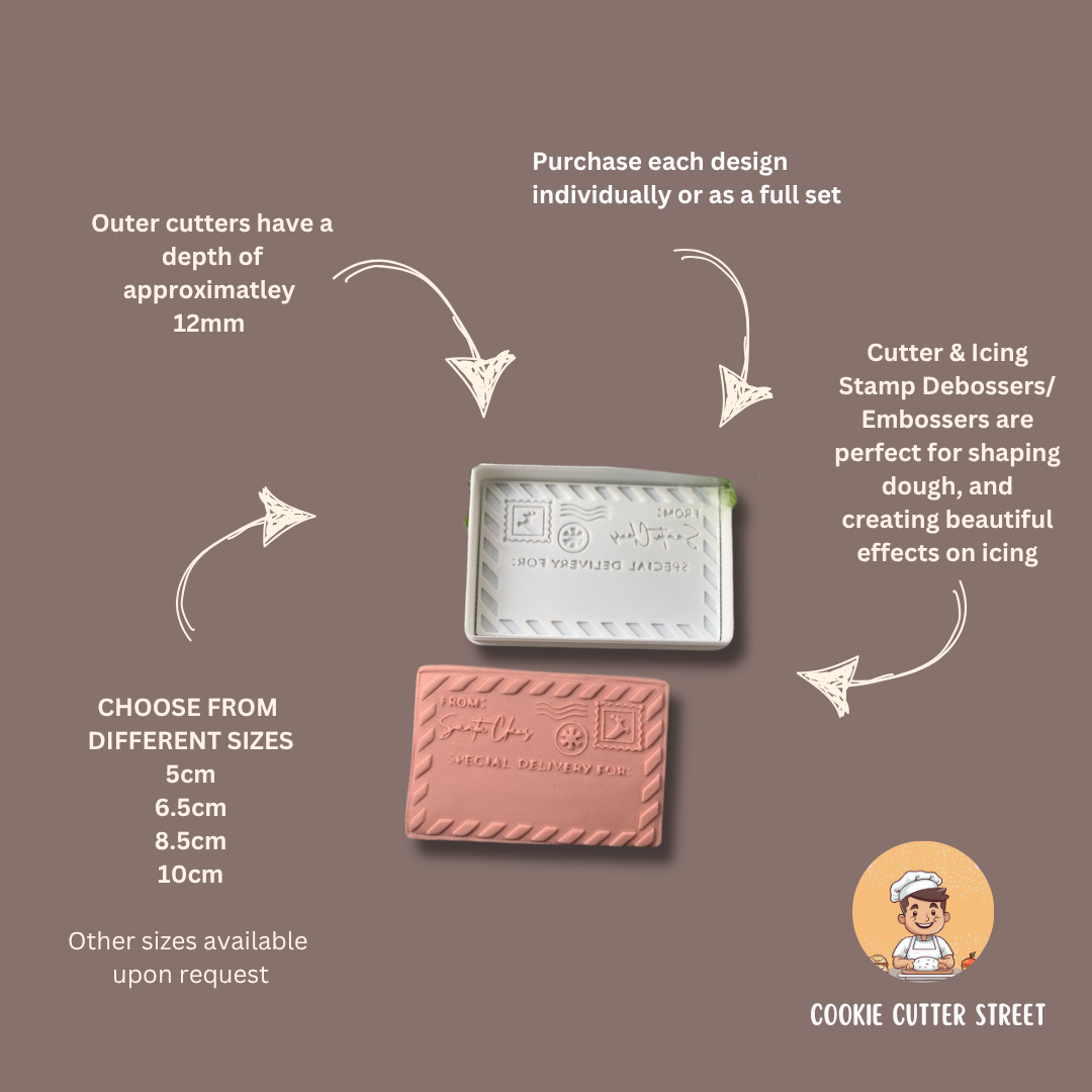 Christmas Special Delivery From Santa Letter Icing Stamp & Cutter For Cookies & Cupcake Toppers