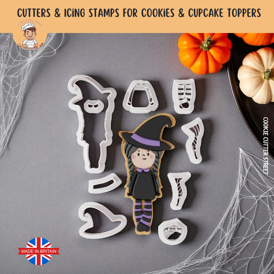 Sweet Halloween Girl Multi-Piece Icing Cutter For Cookies & Cupcake Toppers