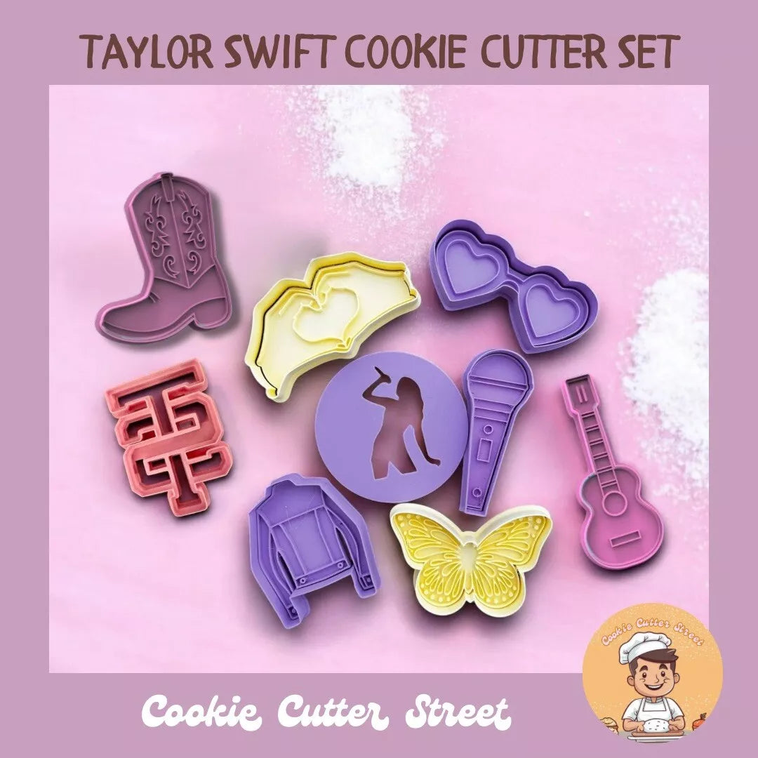 Taylor Swift Themed Cutters & Icing Embossers For Cookies & Cupcake Toppers