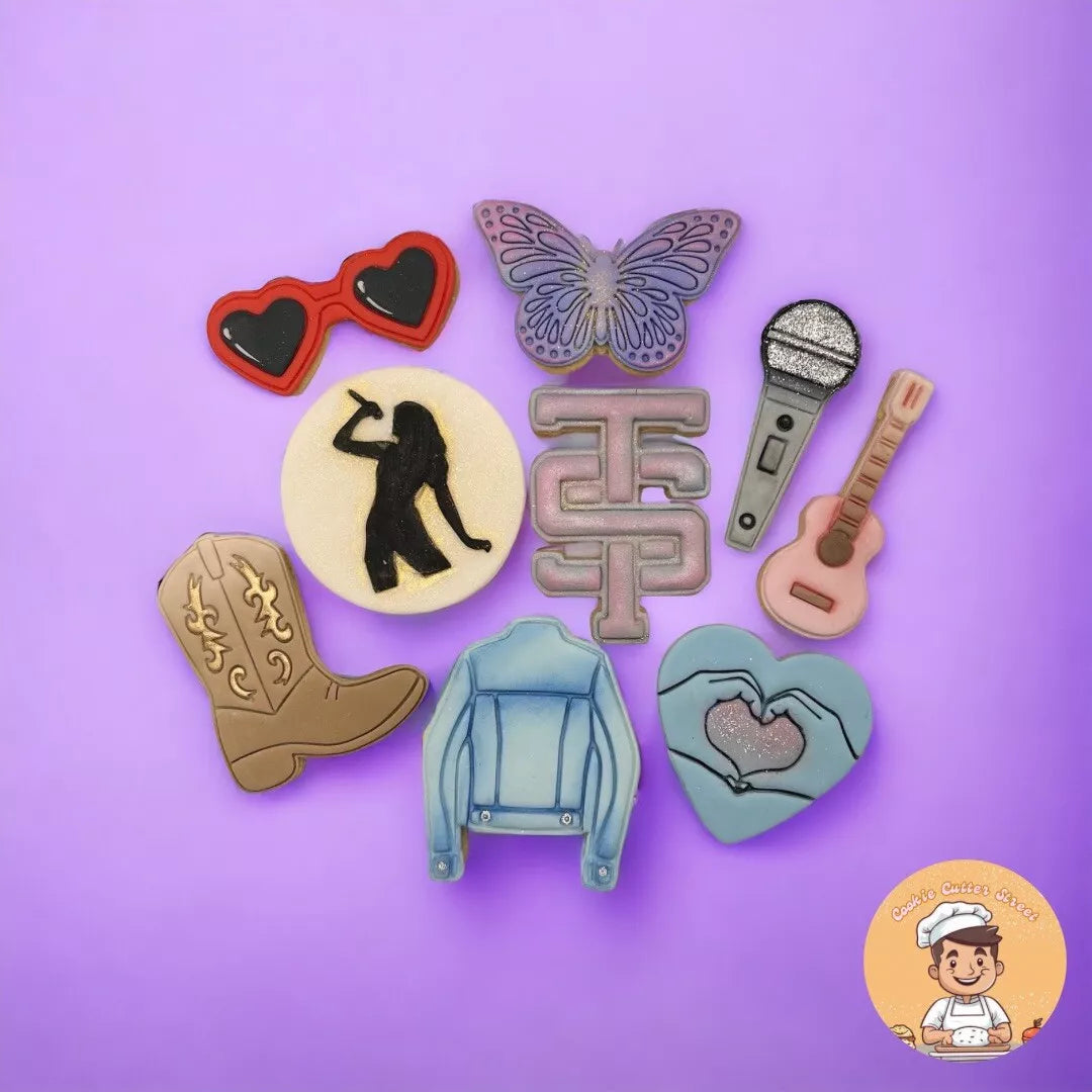 Taylor Swift Themed Cutters & Icing Embossers For Cookies & Cupcake Toppers