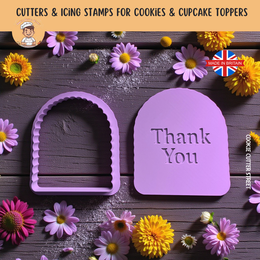 Thank You Arch Shape Icing Stamp & Cutter For Cookies & Cupcake Toppers