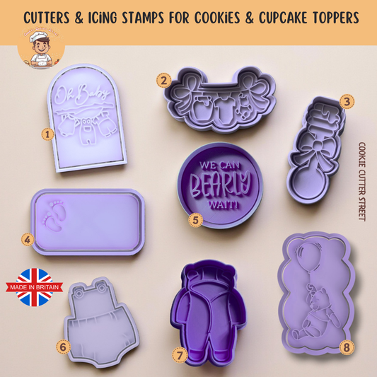 Winnie-The-Pooh inspired Baby Shower Cutters & Icing Embossers For Cookies & Cupcake Toppers