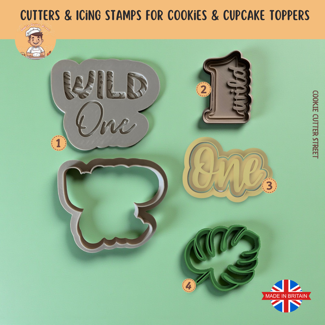 Jungle Wild One Cutters & Icing Stamps For Cookies & Cupcake Toppers