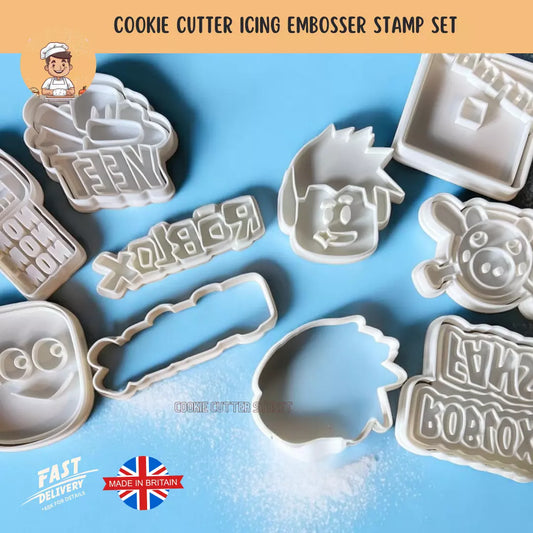 Roblox Themed Cutters & Icing Embossers For Cookies & Cupcake Toppers