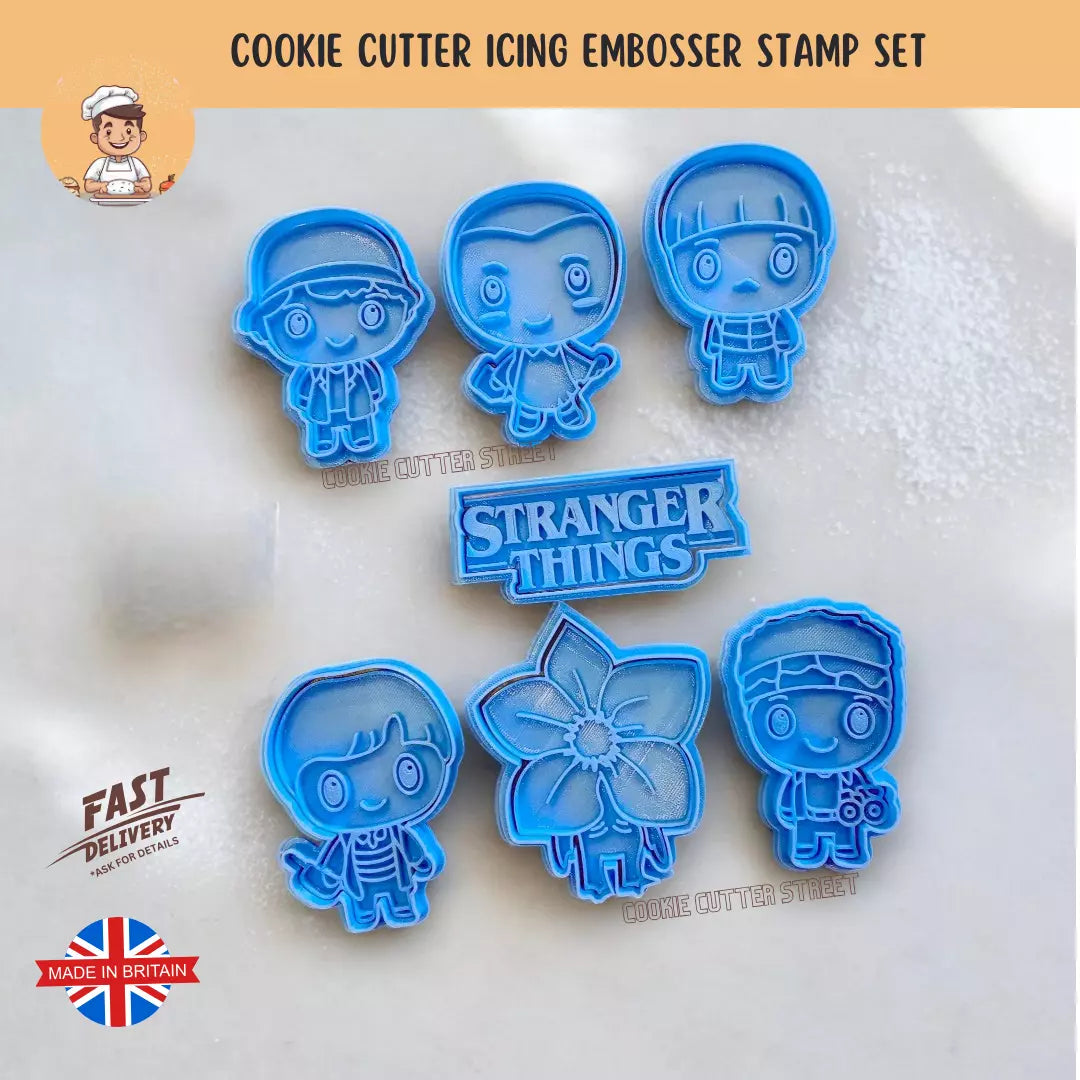 Spooky Stranger Things Themed Cutters & Icing Embossers For Cookies & Cupcake Toppers