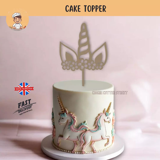 Plastic Unicorn Floral Birthday Cake Topper (Various Sizes & Colours Available)