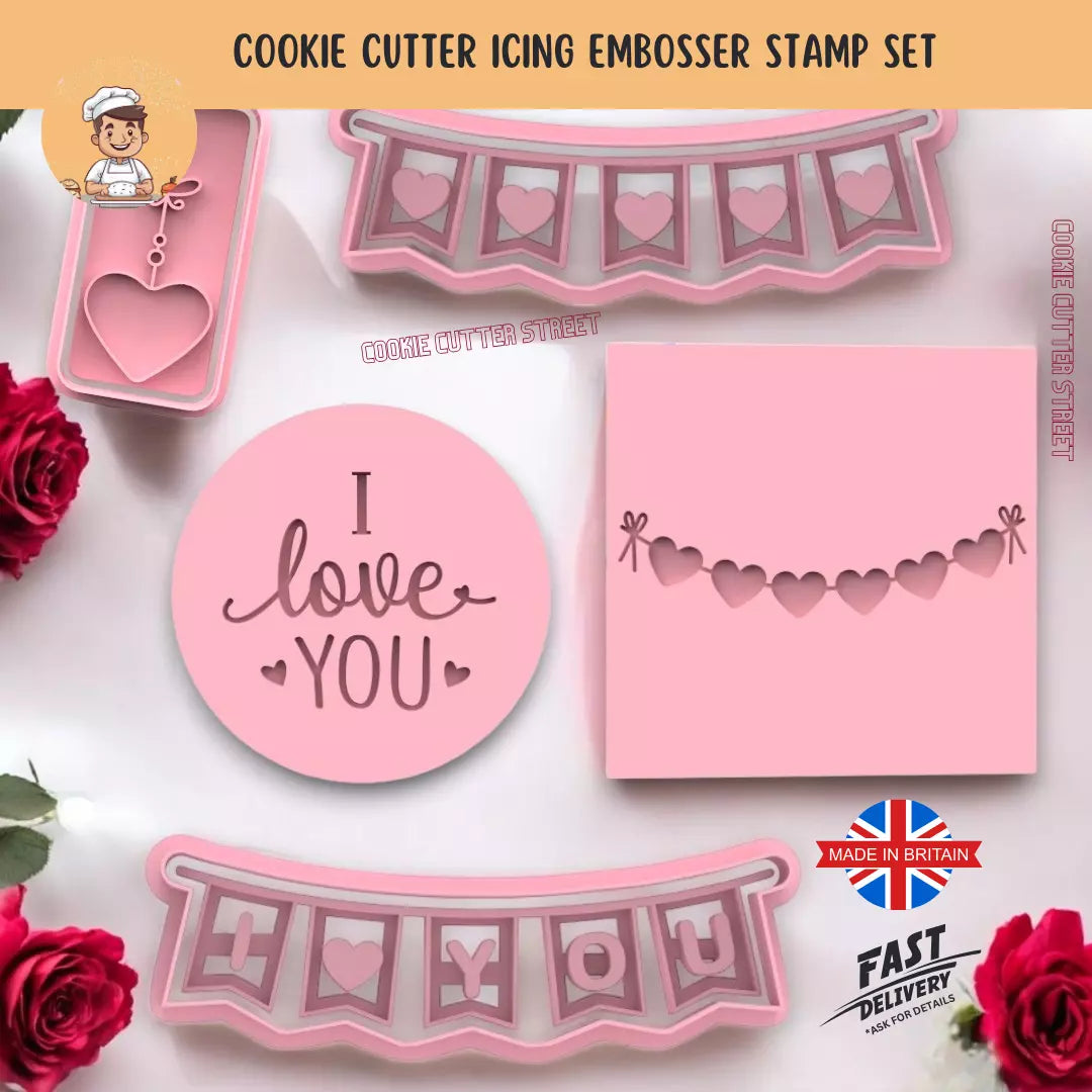 Romantic Hearts – Perfect for Valentine's, Weddings, and Anniversaries Cutters & Icing Embossers For Cookies & Cupcake Toppers