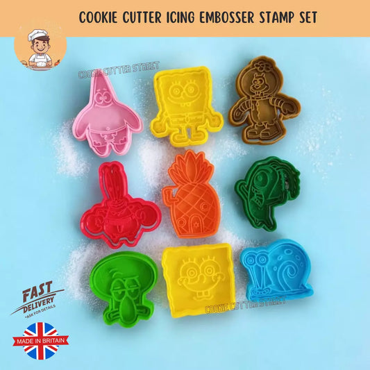 SpongeBob SquarePants Themed Cutters & Icing Embossers For Cookies & Cupcake Toppers