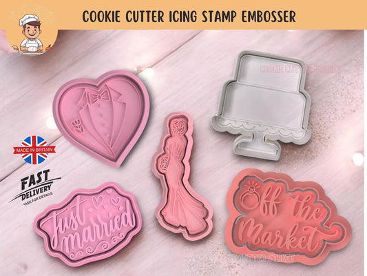 Celebrate Love Wedding Themed Cutters & Icing Embossers For Cookies & Cupcake Toppers