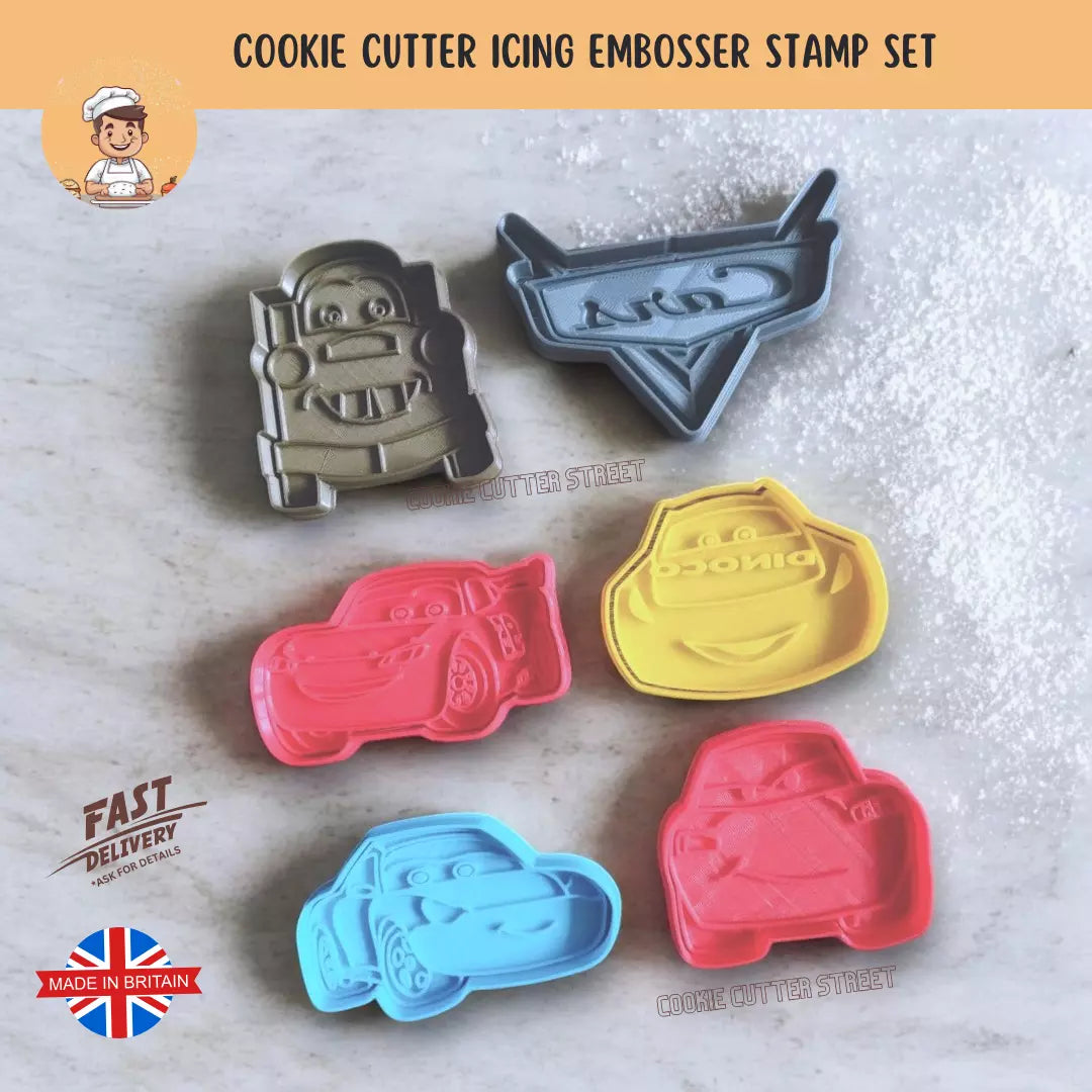 Cars Movie Themed Cutters & Icing Embossers For Cookies & Cupcake Toppers