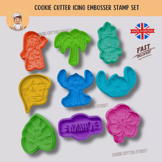 Lilo & Stitch Themed Cutters & Icing Embossers For Cookies & Cupcake Toppers