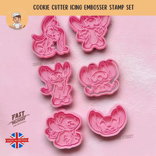 Lilo & Stitch Angel Themed Cutters & Icing Embossers For Cookies & Cupcake Toppers