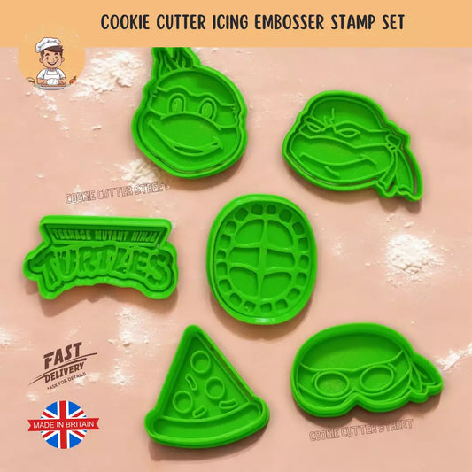 The Green Ninja Turtles Themed Cutters & Icing Embossers For Cookies & Cupcake Toppers