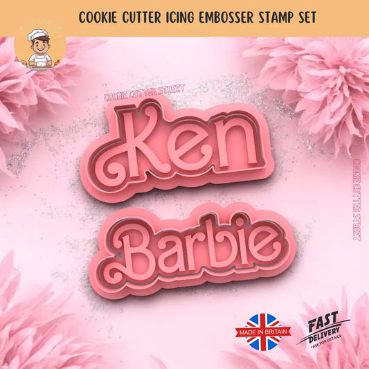 Barbie & Ken Themed Cutters & Icing Embossers For Cookies & Cupcake Toppers