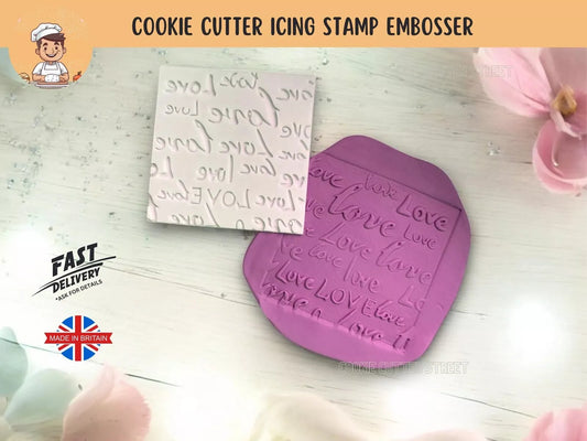 Love Wedding Texture Tile Icing Stamp Embosser – Love Pattern for Fondant Icing