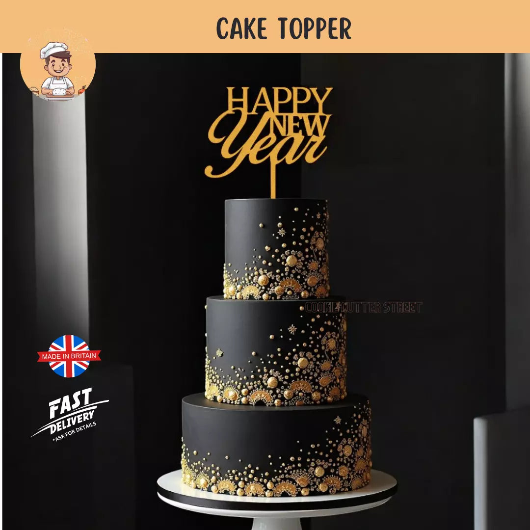 Plastic HAPPY NEW YEAR Cake Topper (Various Sizes & Colours Available)