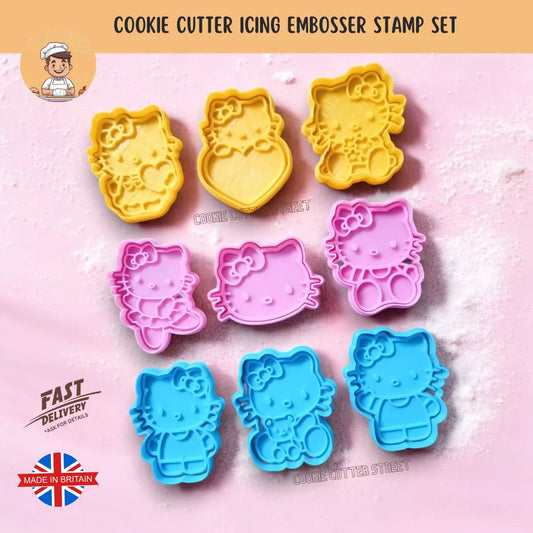 Hello Kitty Themed Cutters & Icing Embossers For Cookies & Cupcake Toppers