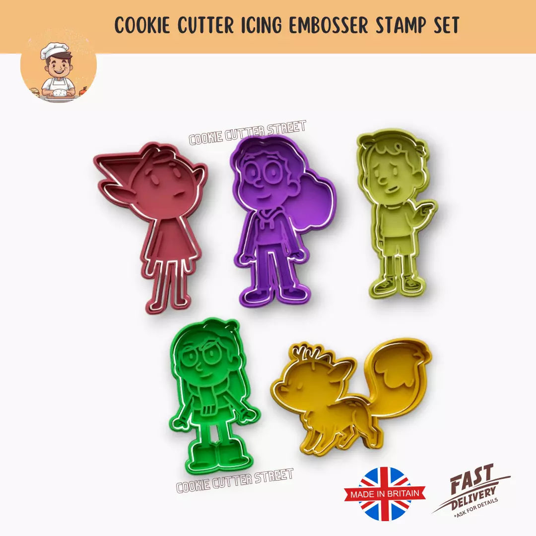 Hilda Themed Cutters & Icing Embossers For Cookies & Cupcake Toppers