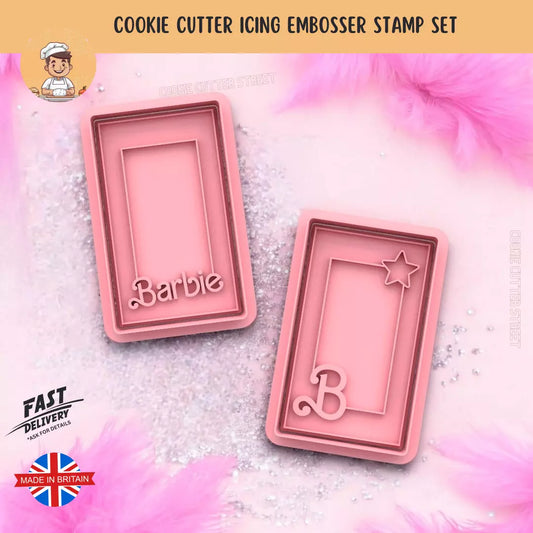 The Barbie Box Themed Cutters & Icing Embossers For Cookies & Cupcake Toppers